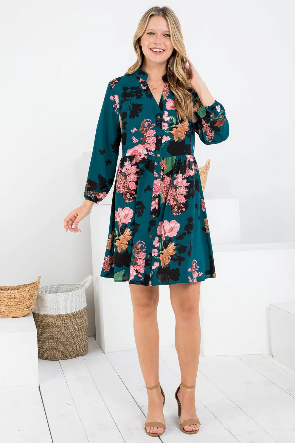 Vintage Floral Long Sleeve Dress