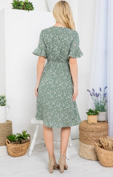 Daisy Print Short Sleeve Dress