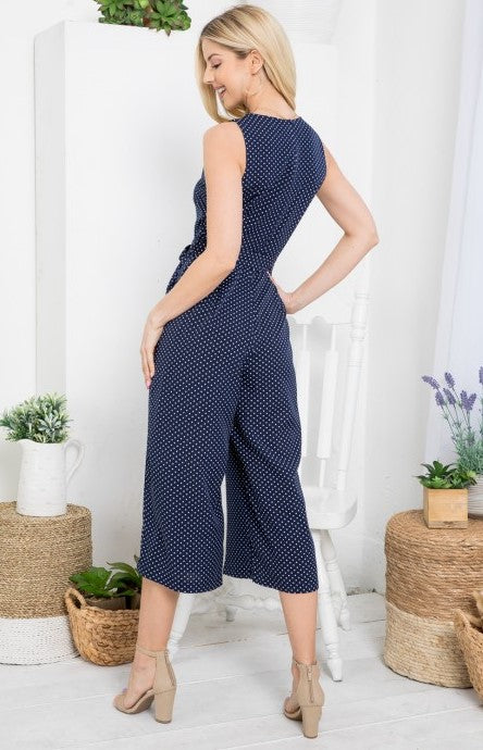 Mela London Large Polka Dot Sleeveless Culotte Jumpsuit, Navy/White at John  Lewis & Partners