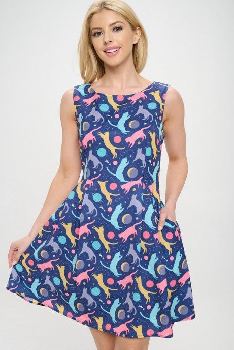 Cats and Constellations Pastel Dress