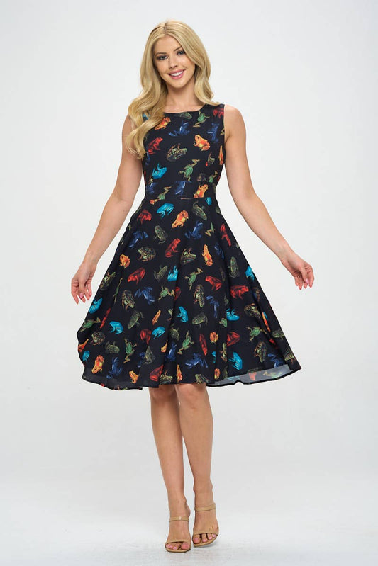 Colorful Frog Print Dress
