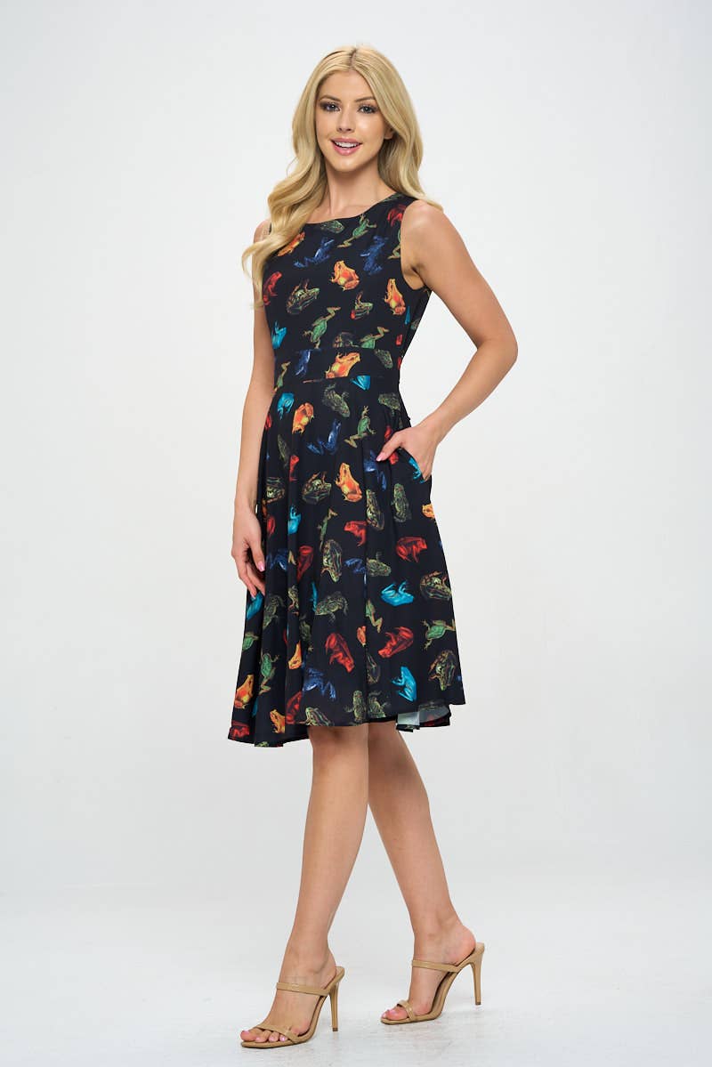 Colorful Frog Print Dress