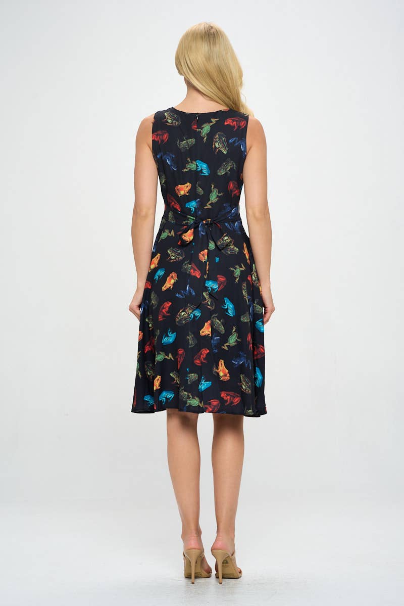 Colorful Frog Print Dress