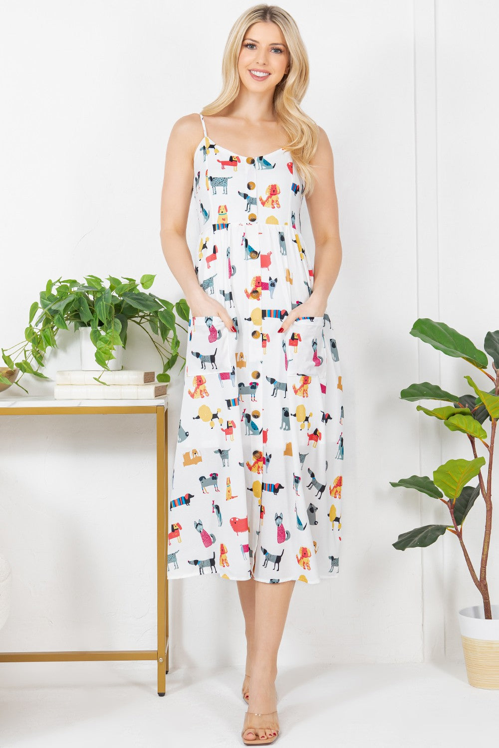 Colorful Dog Cami Dress