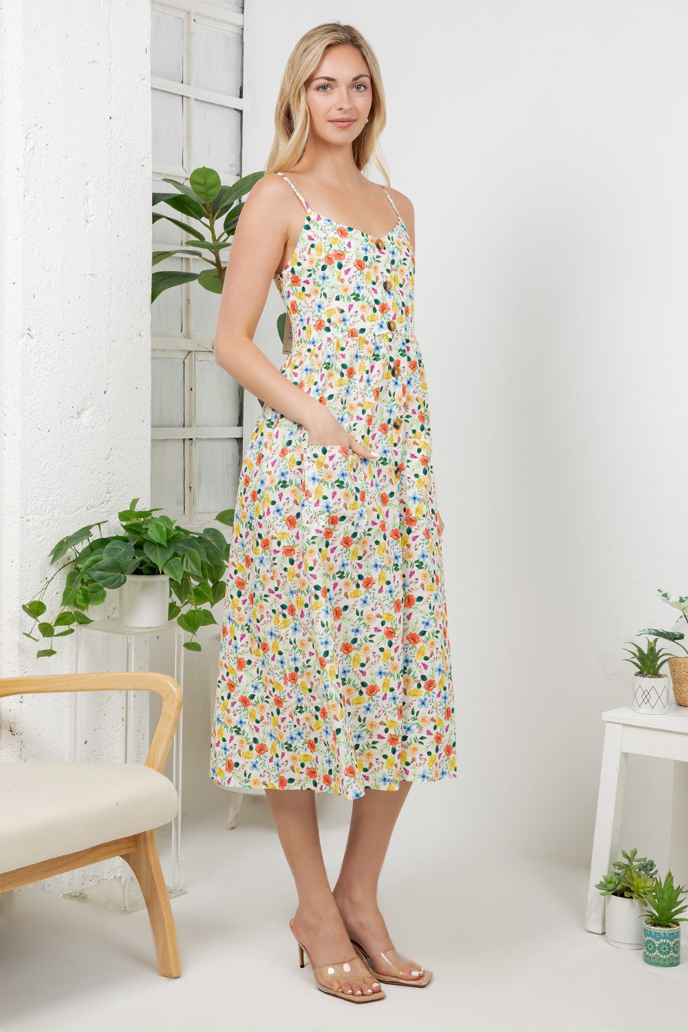 Colorful Floral Cami Dress