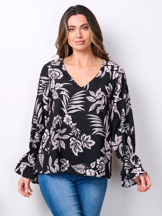 Ruffle Sleeve Floral Top