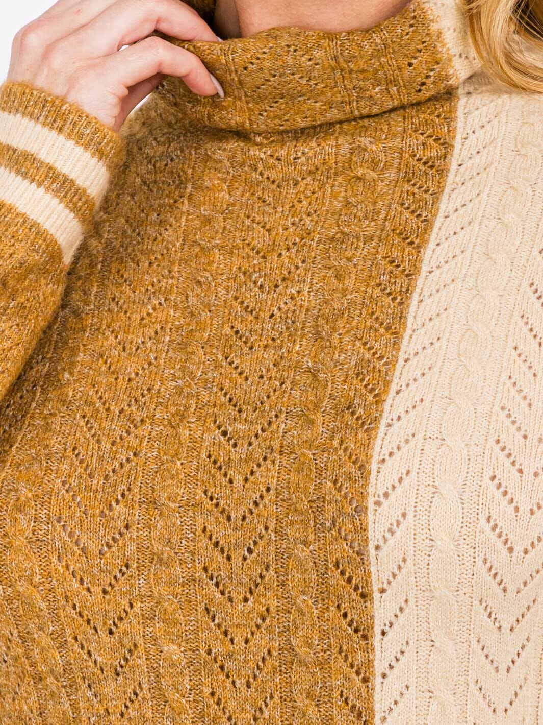 Colorblock Turtleneck Sweater