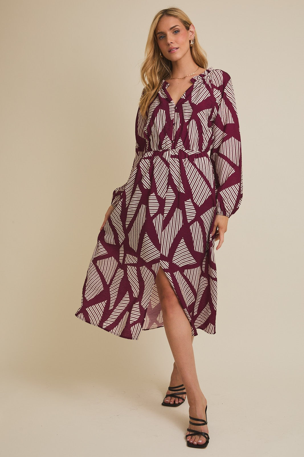 Abstract Wine & White Dress