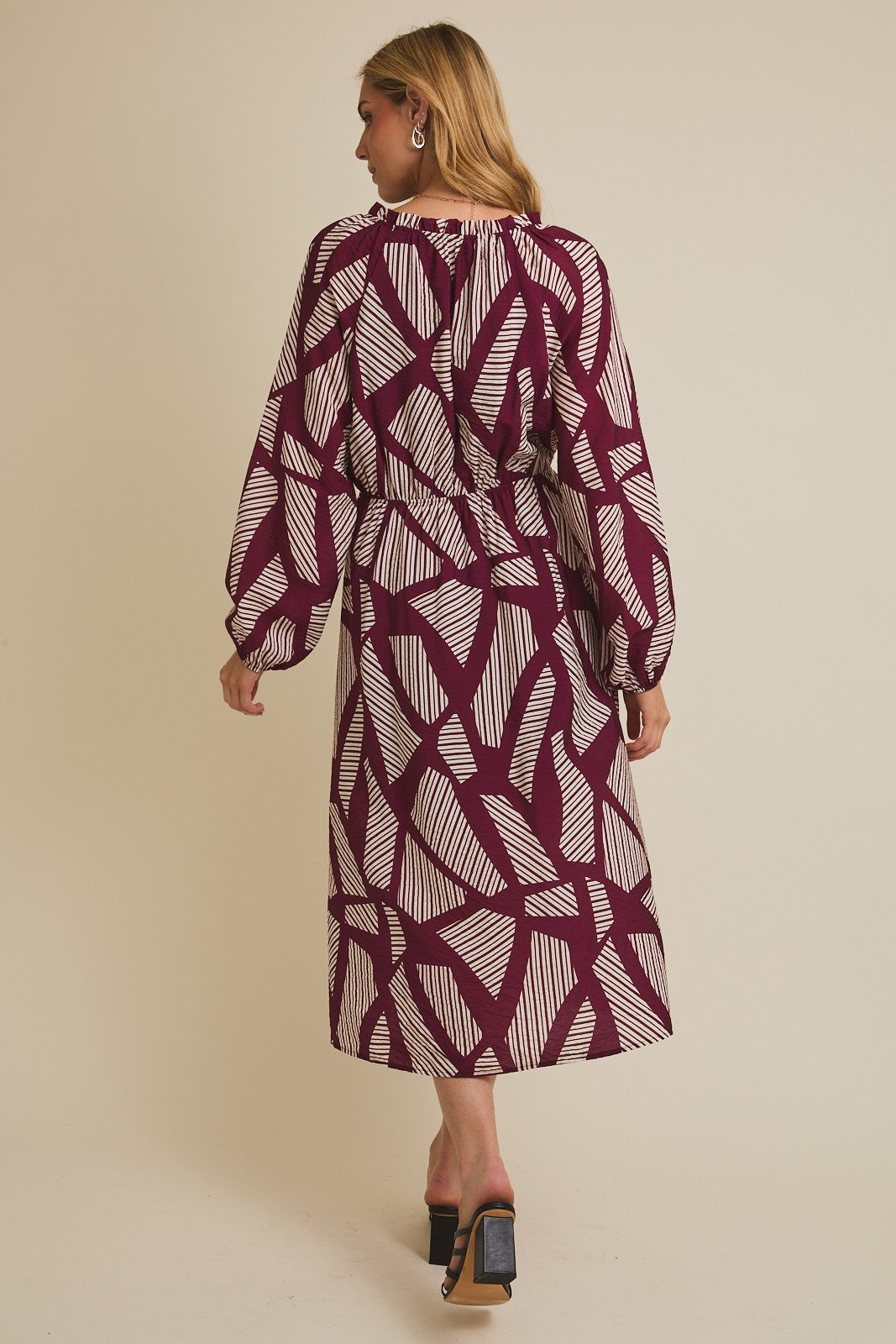 Abstract Wine & White Dress