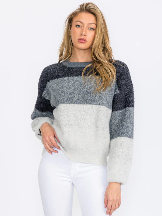 Relaxed Colorblock Striped Sweater