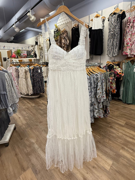 Polka Dot Ruched Maxi Dress