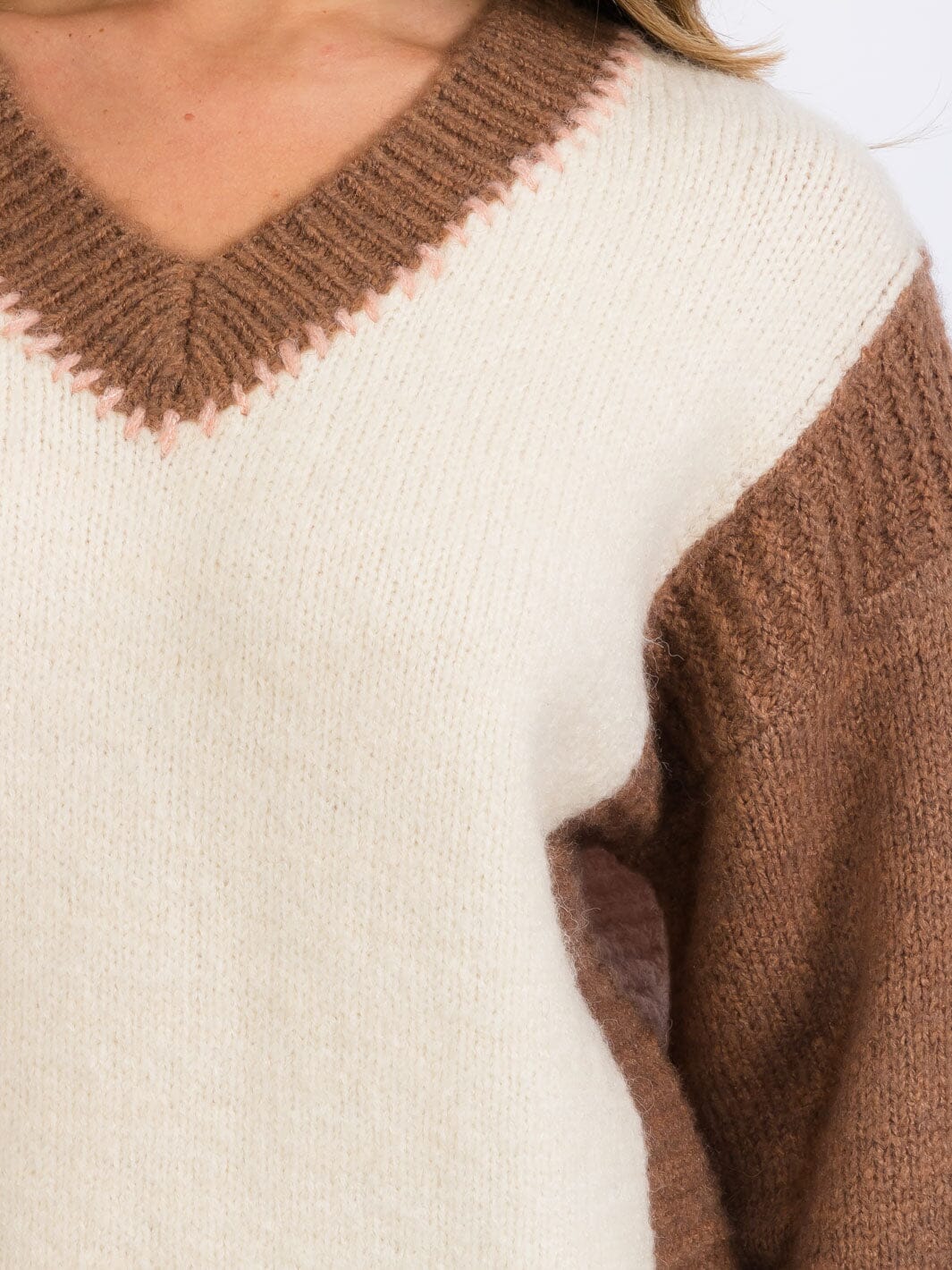 Soft Colorblock V-Neck Sweater