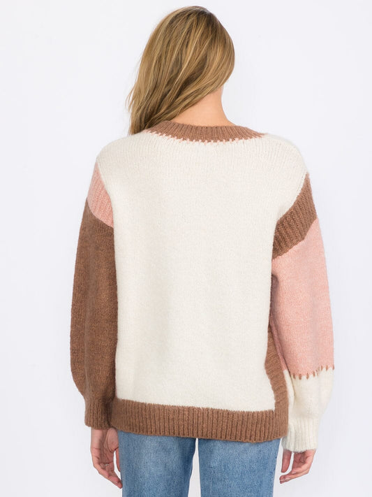 Soft Colorblock V-Neck Sweater