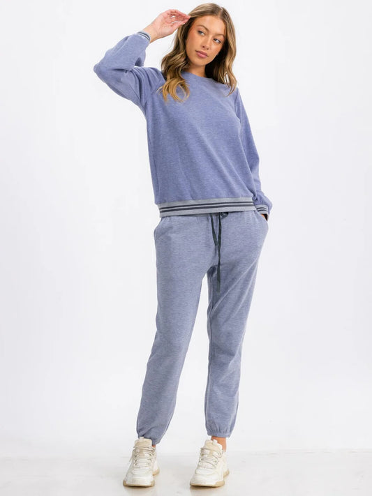 Trim Detail Sweatshirt - Blue
