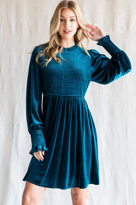 Velvet Smocked Dress