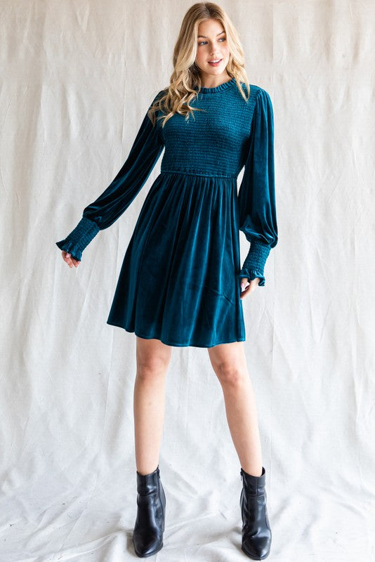 Velvet Smocked Dress