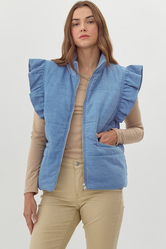 Quilted Denim Vest