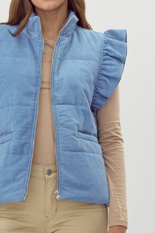 Quilted Denim Vest