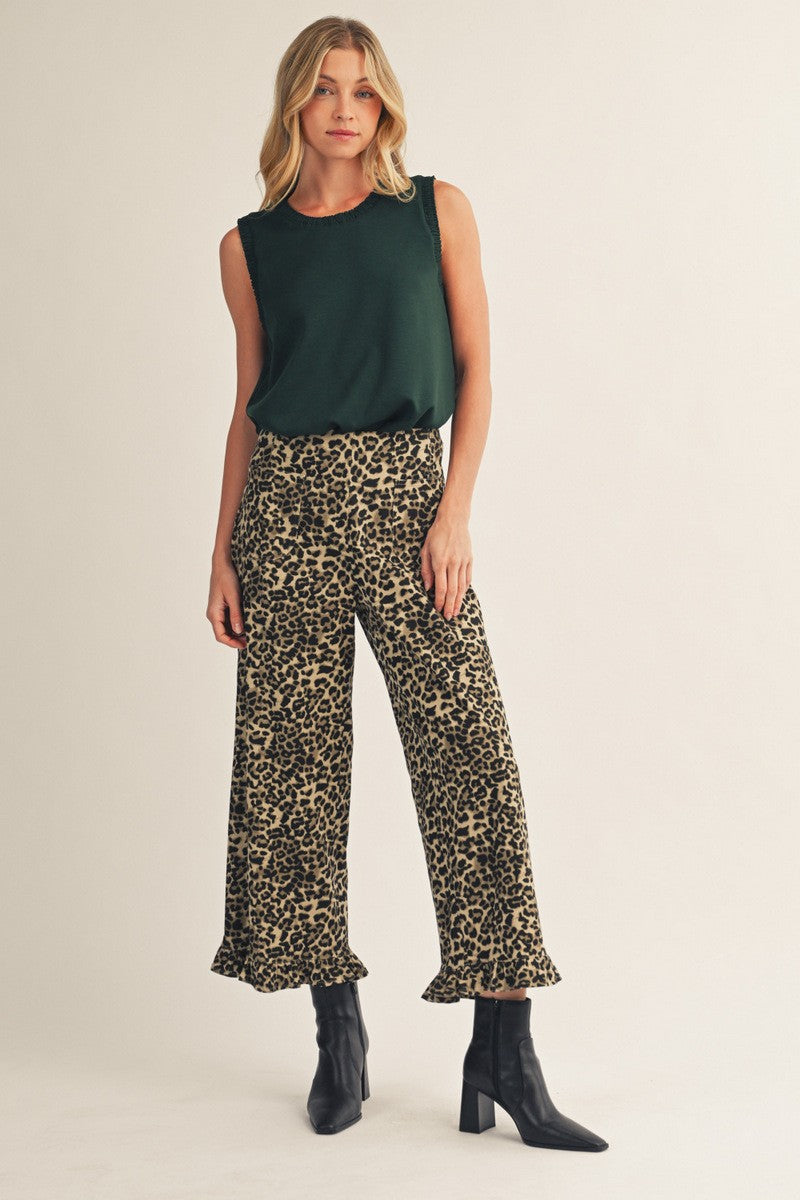 Ruffle Trim Tank - Hunter Green