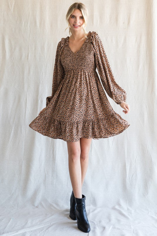 Leopard Smocked Dress