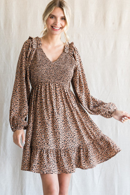 Leopard Smocked Dress