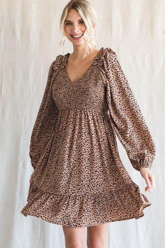 Leopard Smocked Dress