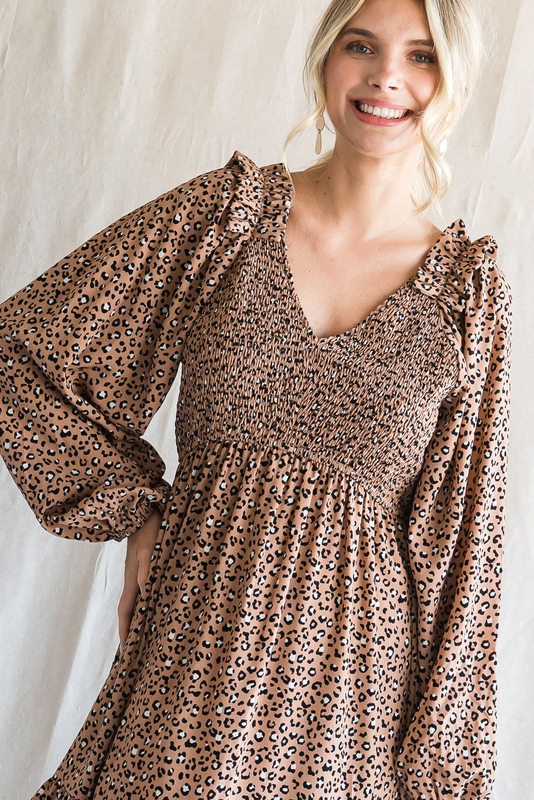 Leopard Smocked Dress