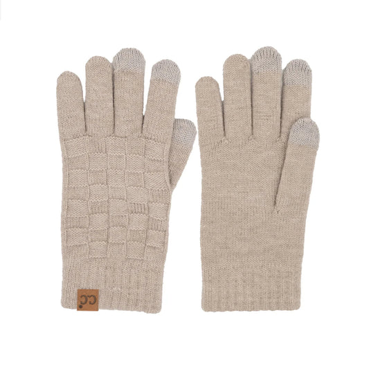 Woven Checkered Glove - Beige