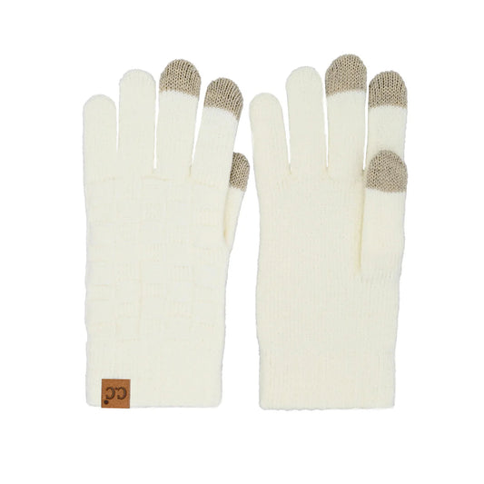 Woven Checkered Glove - Ivory