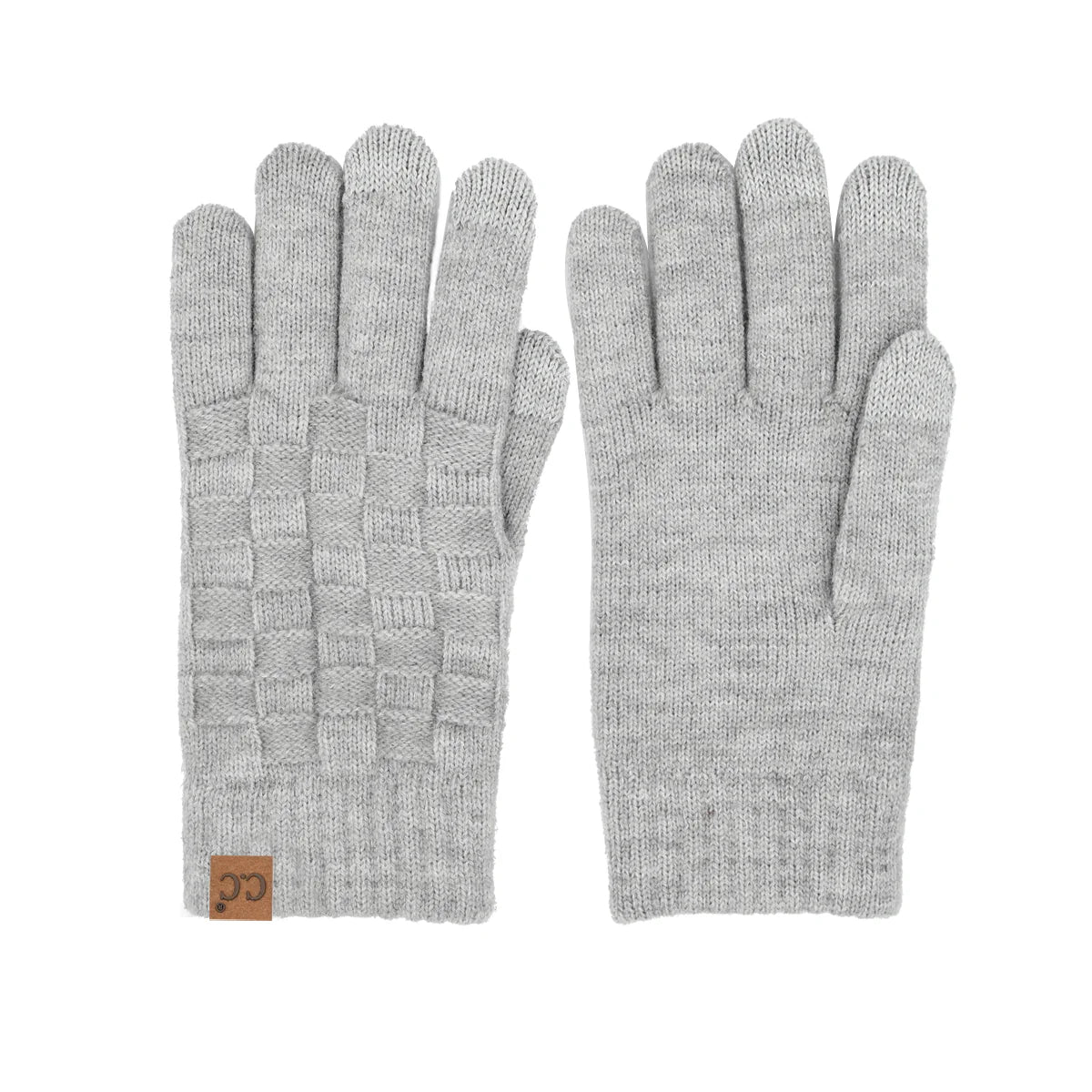 Woven Checkered Glove - Light Gray