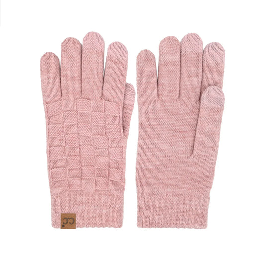 Woven Checkered Glove - Rose