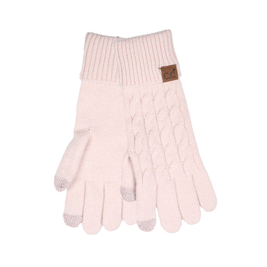 Cable Knit Gloves - Rose
