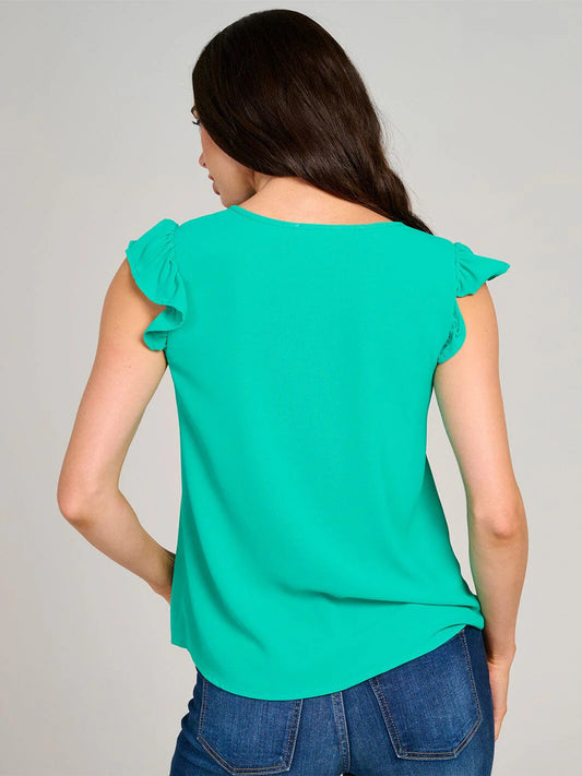 Ruffle Sleeve V-Neck Top