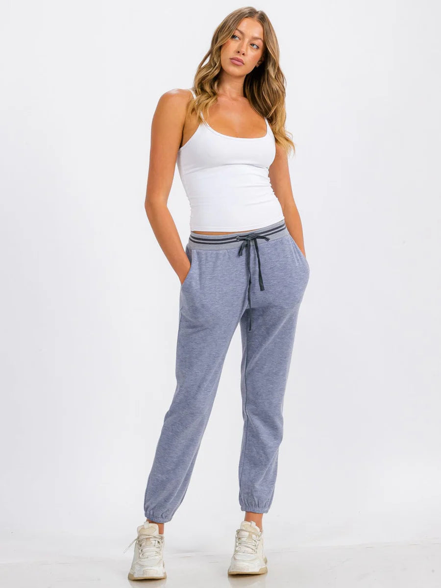Elastic Waist Jogger Sweatpants - Blue