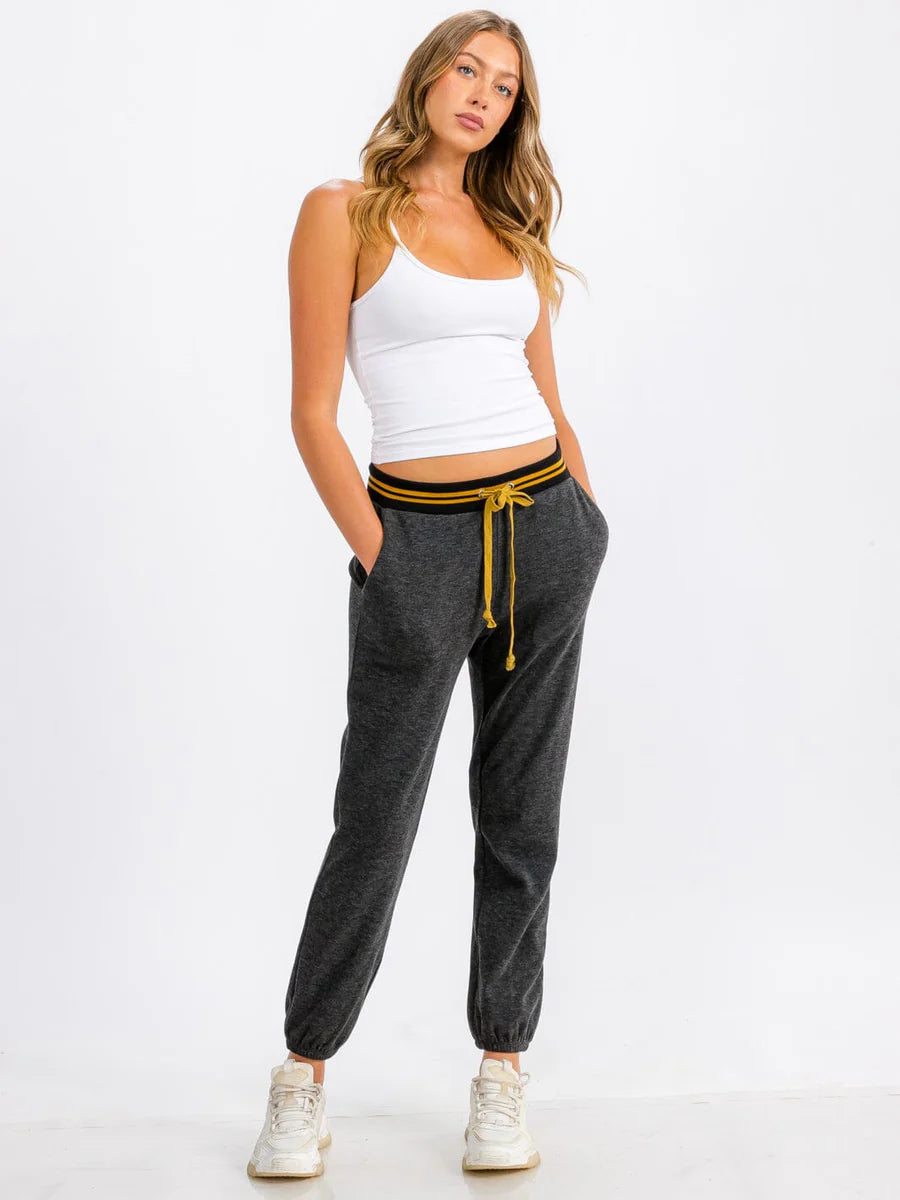 Elastic Waist Jogger Sweatpants - Black