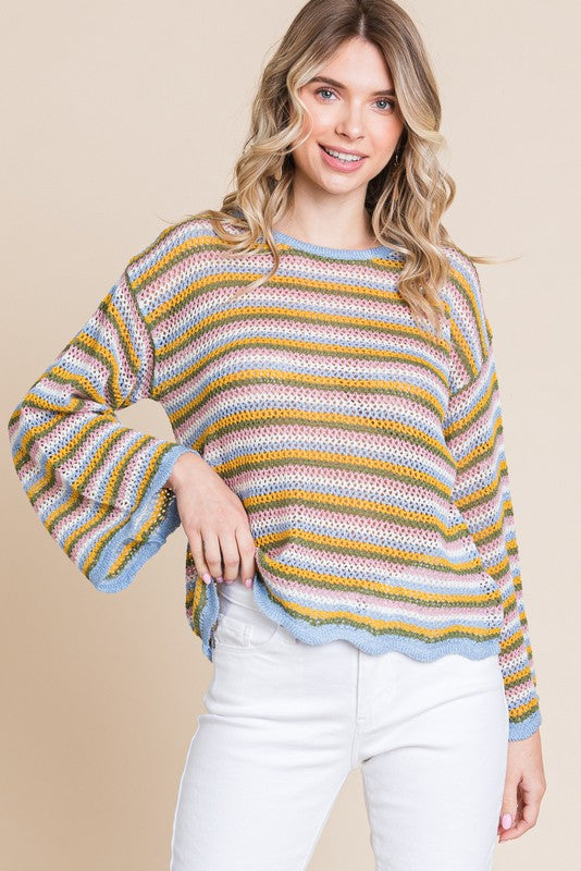 Striped Bell Sleeve Top