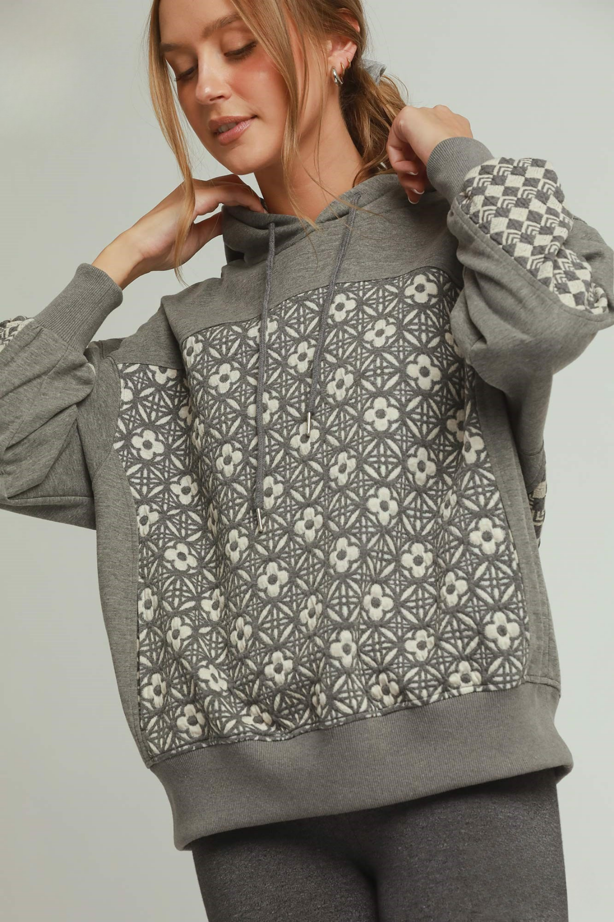 Jacquard Mixed Hoodie