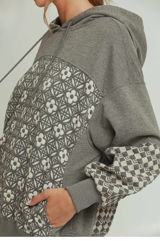 Jacquard Mixed Hoodie