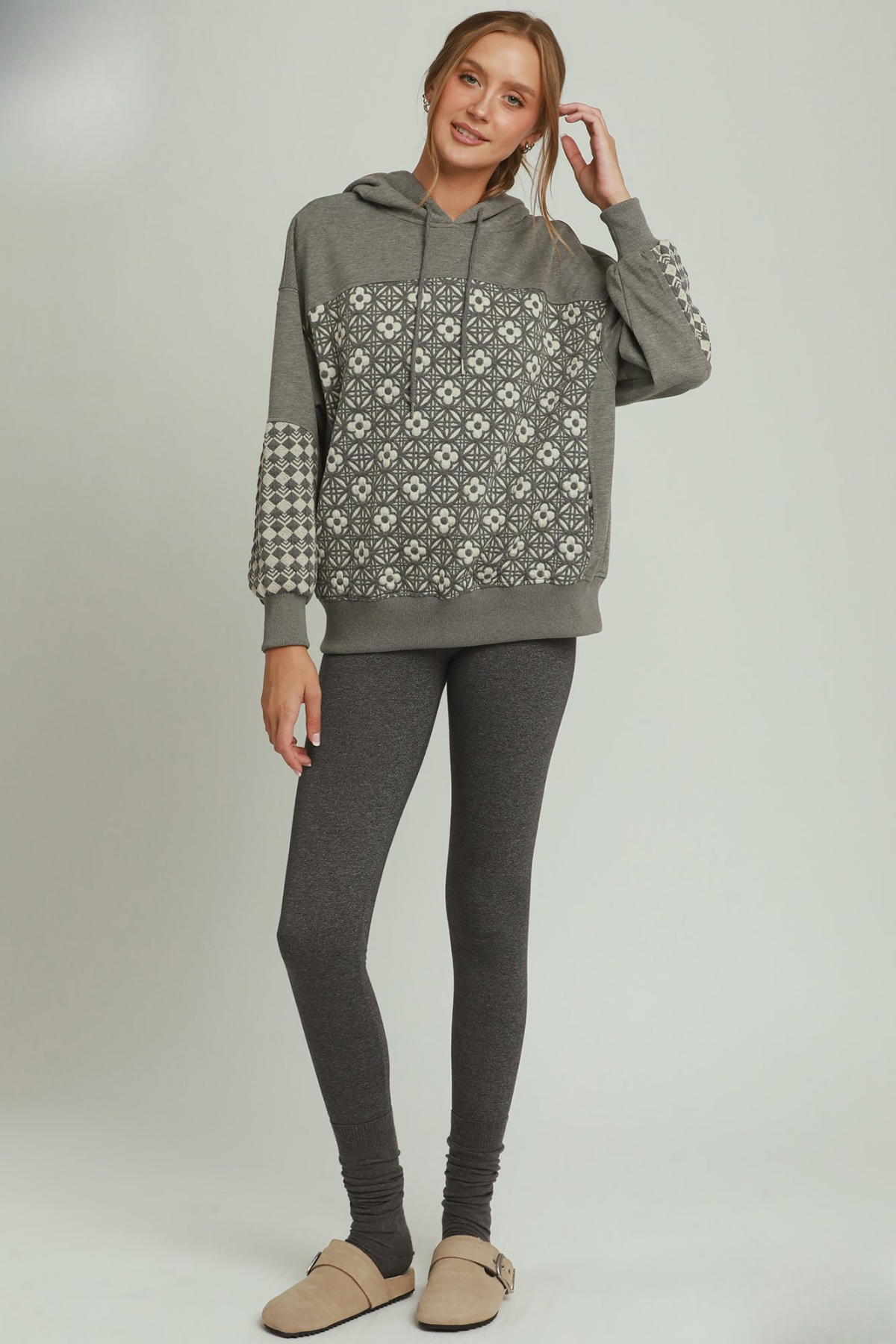 Jacquard Mixed Hoodie