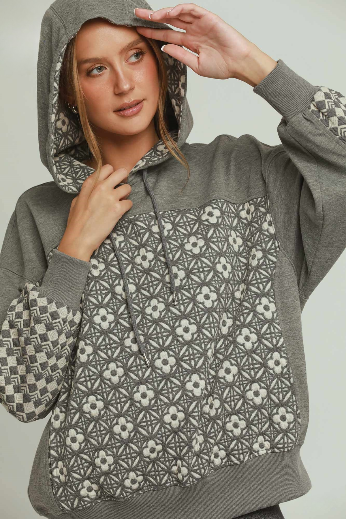 Jacquard Mixed Hoodie