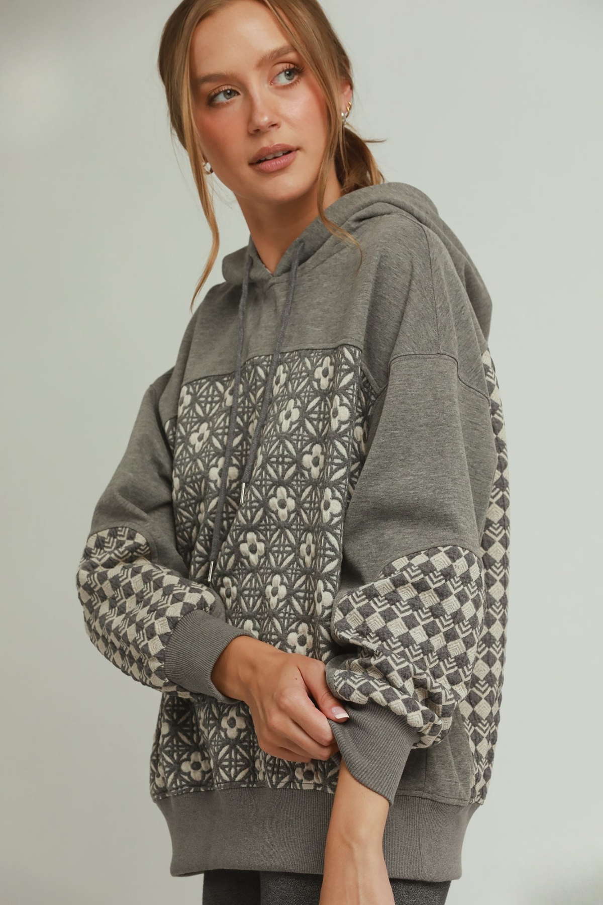 Jacquard Mixed Hoodie
