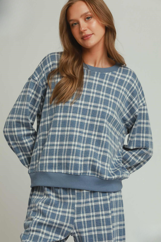 Plaid Printed Pullover Sweater