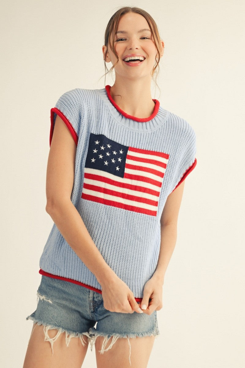 American Flag Sweater Top