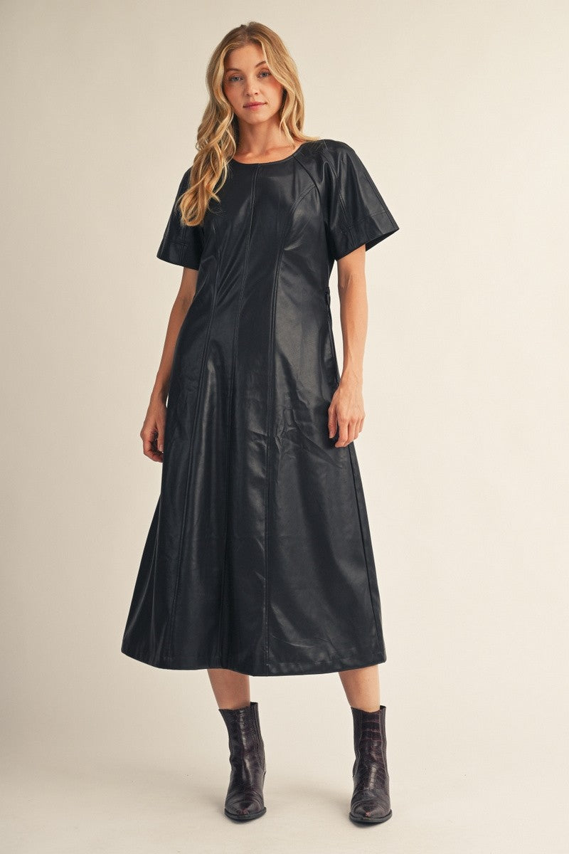Faux Leather Mini Dress