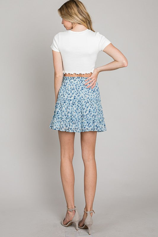 Ditsy Floral Print Tiered Skirt