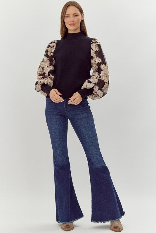 Mesh Puff Sleeve Top