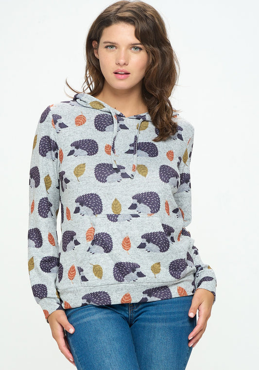 Hedgehog Print Hoodie