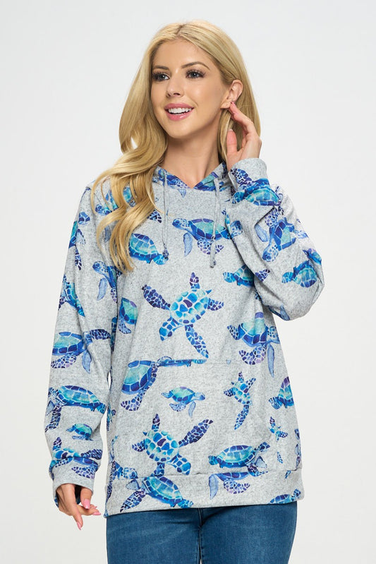 Turtle Print Hoodie