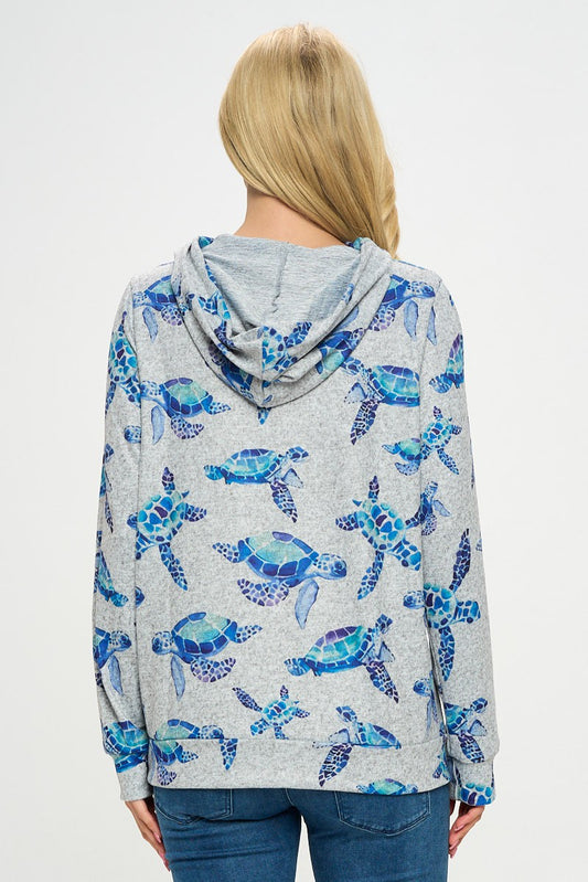 Turtle Print Hoodie