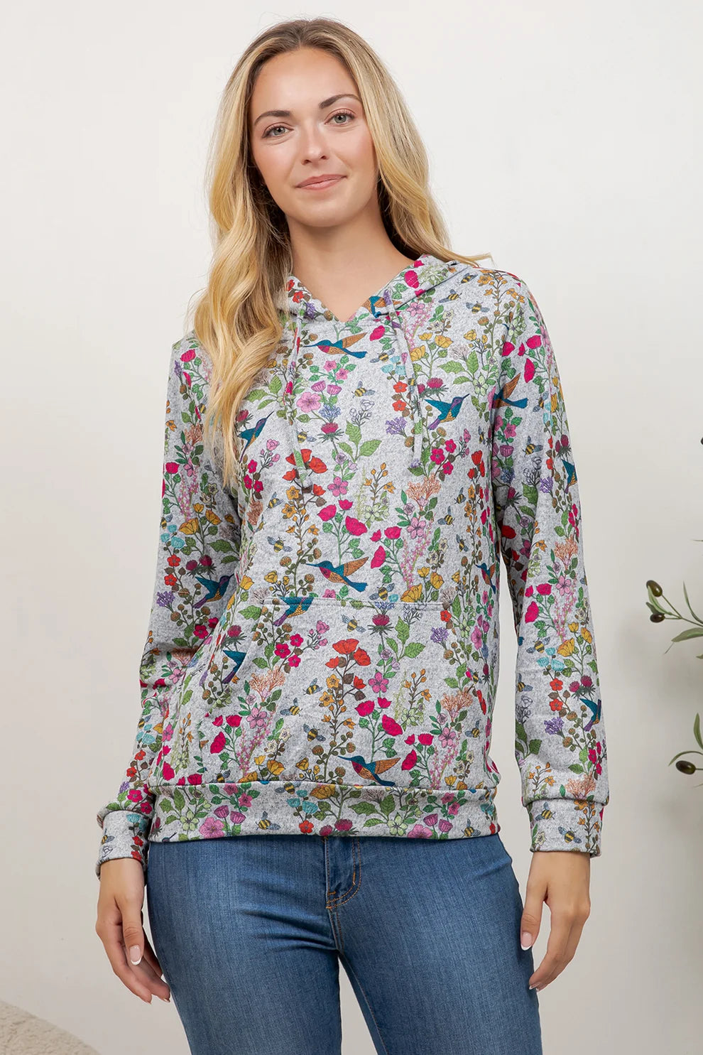 Flower Garden Hummingbird Hoodie